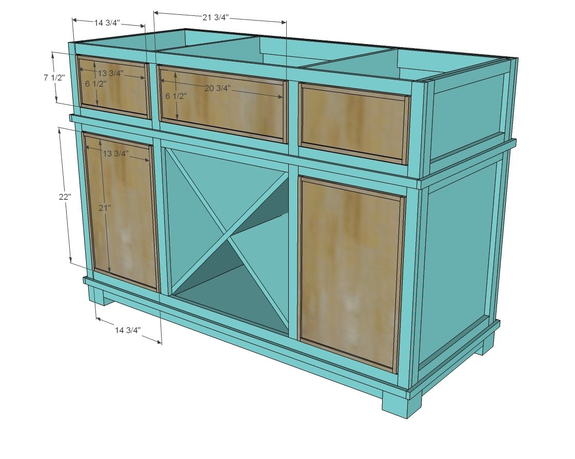 Cabinet Style Kitchen Island with Wine Grid — step 13