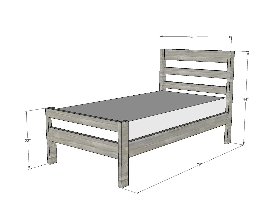 Camp Twin Bed Frame [Fits under the Camp Loft Bed] dimension diagram 1