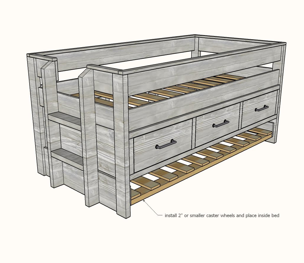 Captains Bed with Trundle Bed — step 12