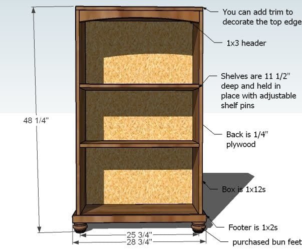 Cara Bookcase dimension diagram 1