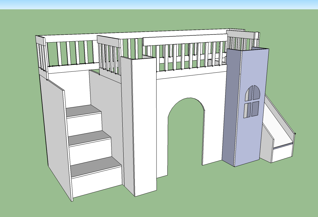 Castle Loft Bed with Stairs and Slide — step 19
