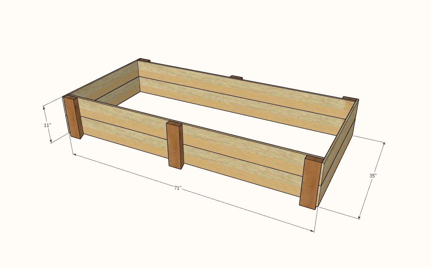 Cedar Fence Picket Raised Garden Beds dimension diagram 1