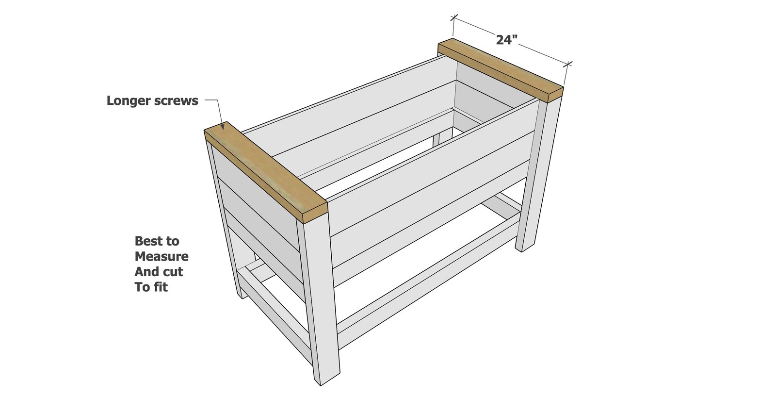 Cedar Fence Picket Raised Planter with Shelf — step 5