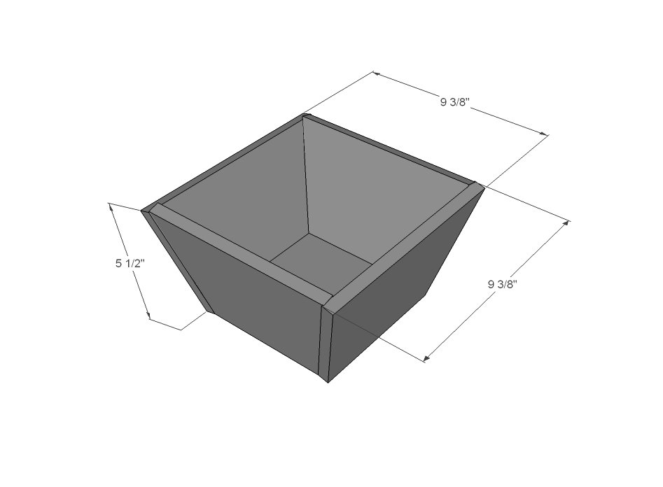 Cedar Fence Picket Tapered Planter dimension diagram 1