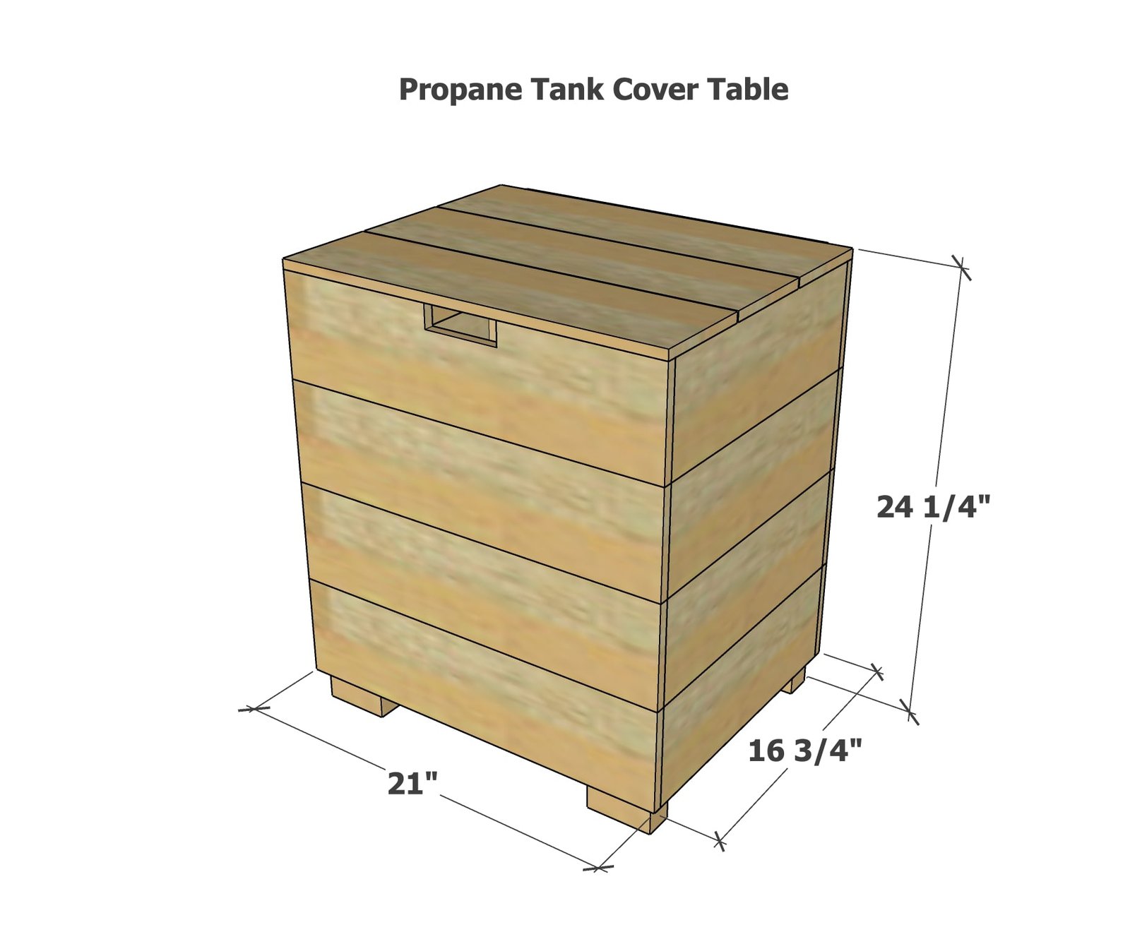 Cedar Propane Tank Cover Table dimension diagram 1