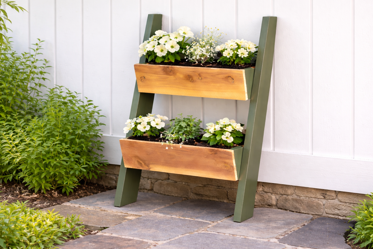 Cedar Two-Tier Ladder Planter