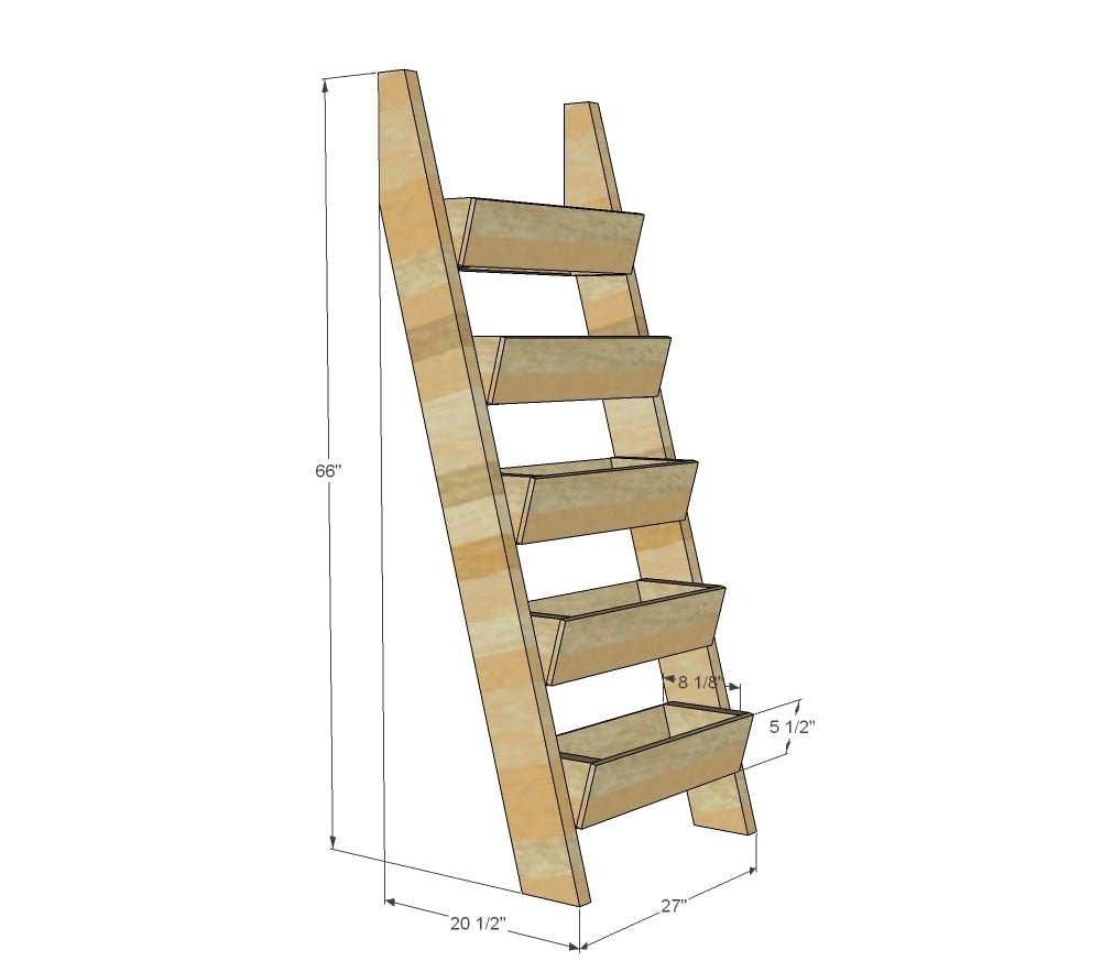 Cedar Vertical Tiered Ladder Garden Planter dimension diagram 1