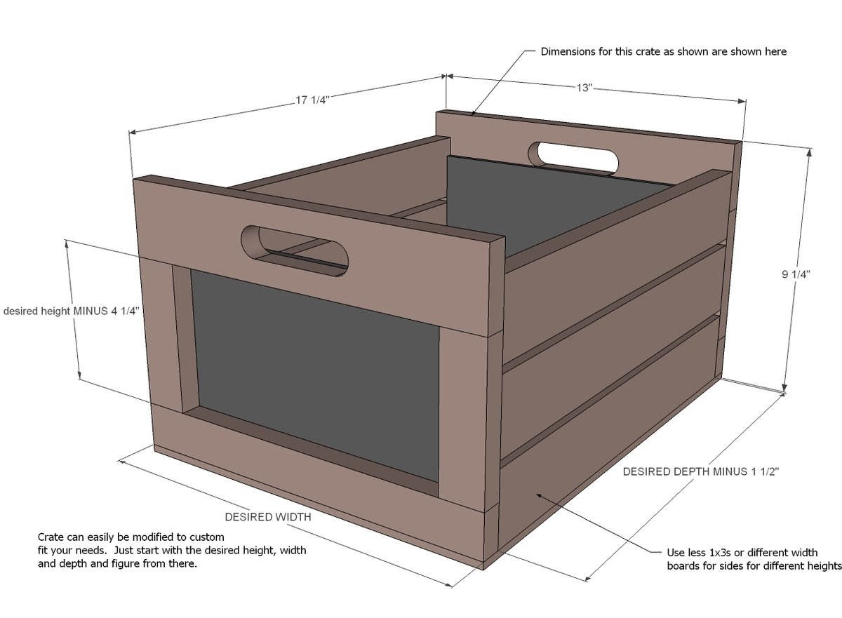 Chalkboard Produce Crate dimension diagram 1