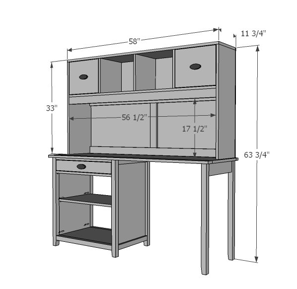 Channing Desk Hutch dimension diagram 1