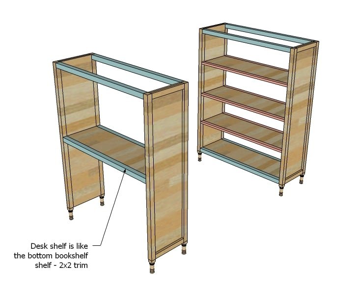 Chelsea Bunk Bed System Desk or Bookshelf Supports — step 1