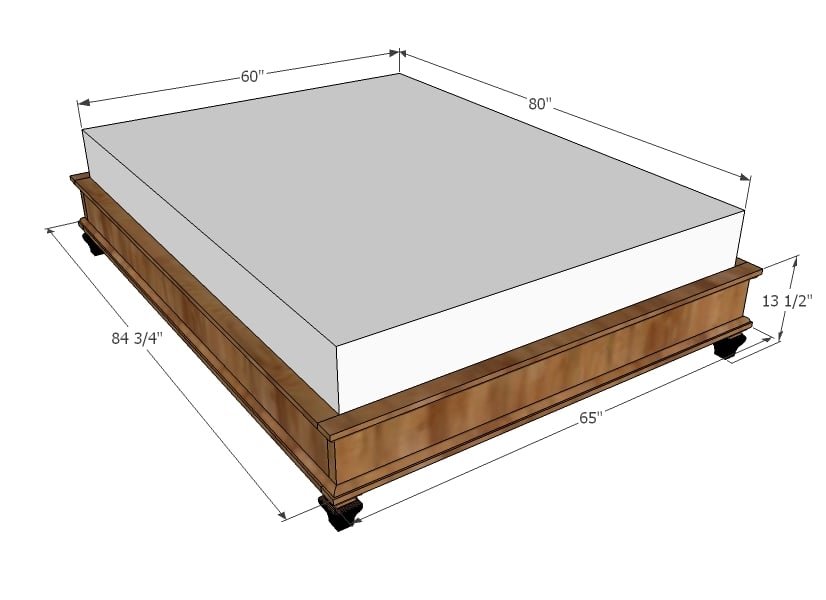 Chestwick Platform Bed dimension diagram 1
