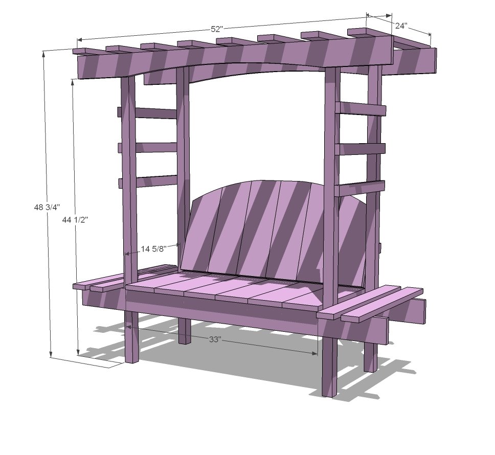 Child's Bench with Arbor dimension diagram 1