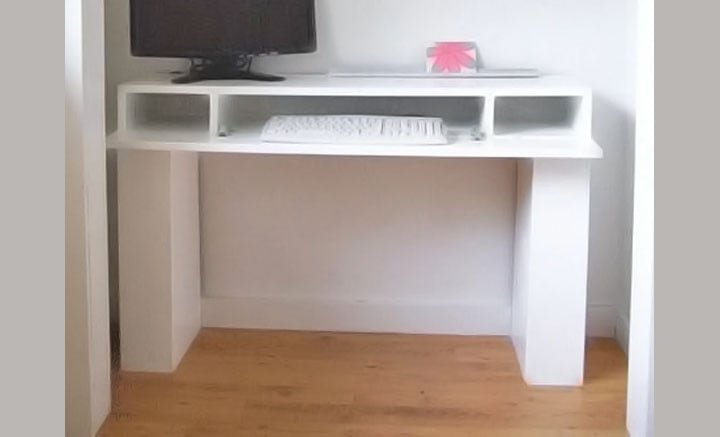 Chunky Console Table Desk with Flip Down Keyboard Tray