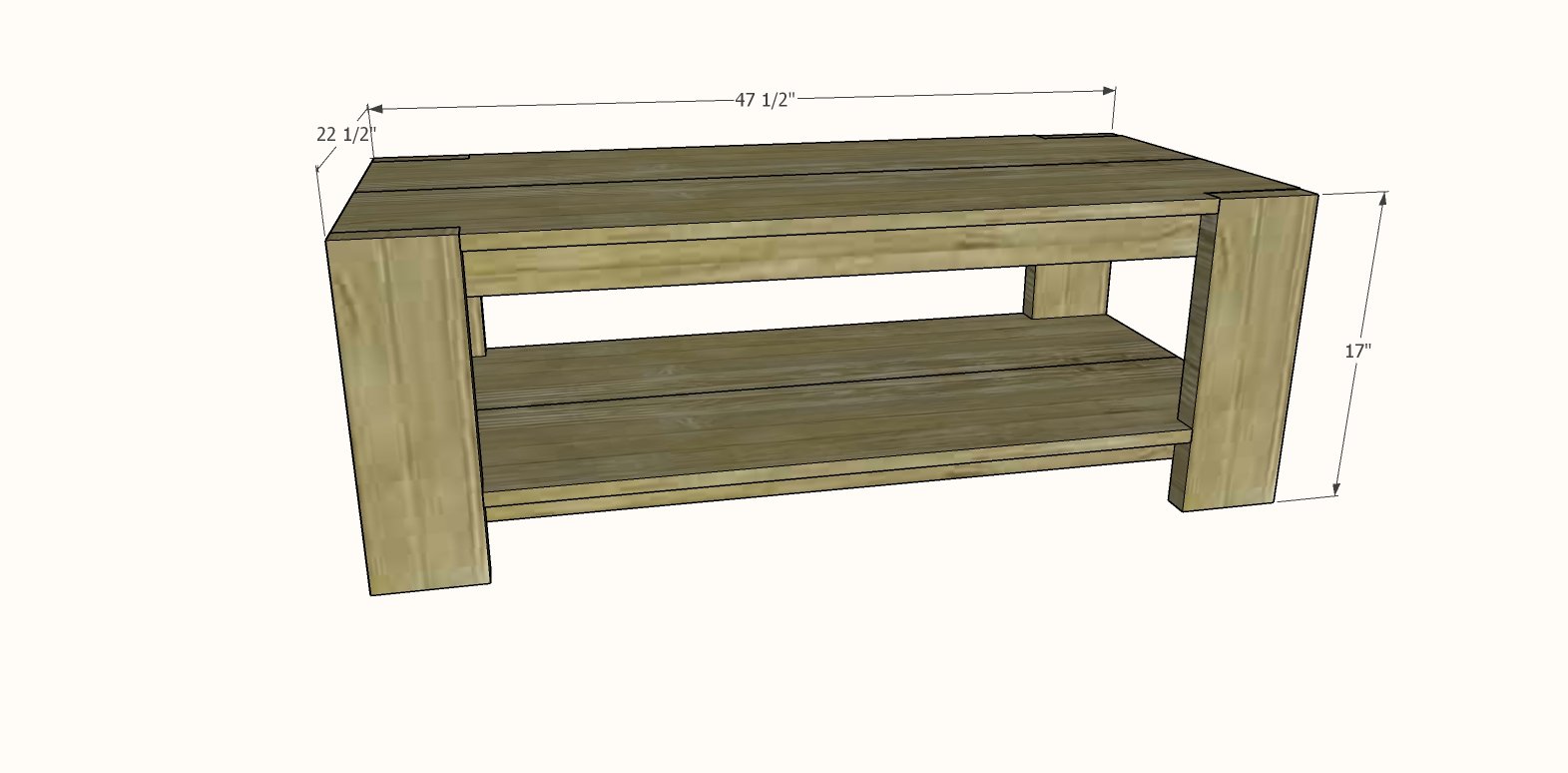 Chunky Leg Coffee Table dimension diagram 1