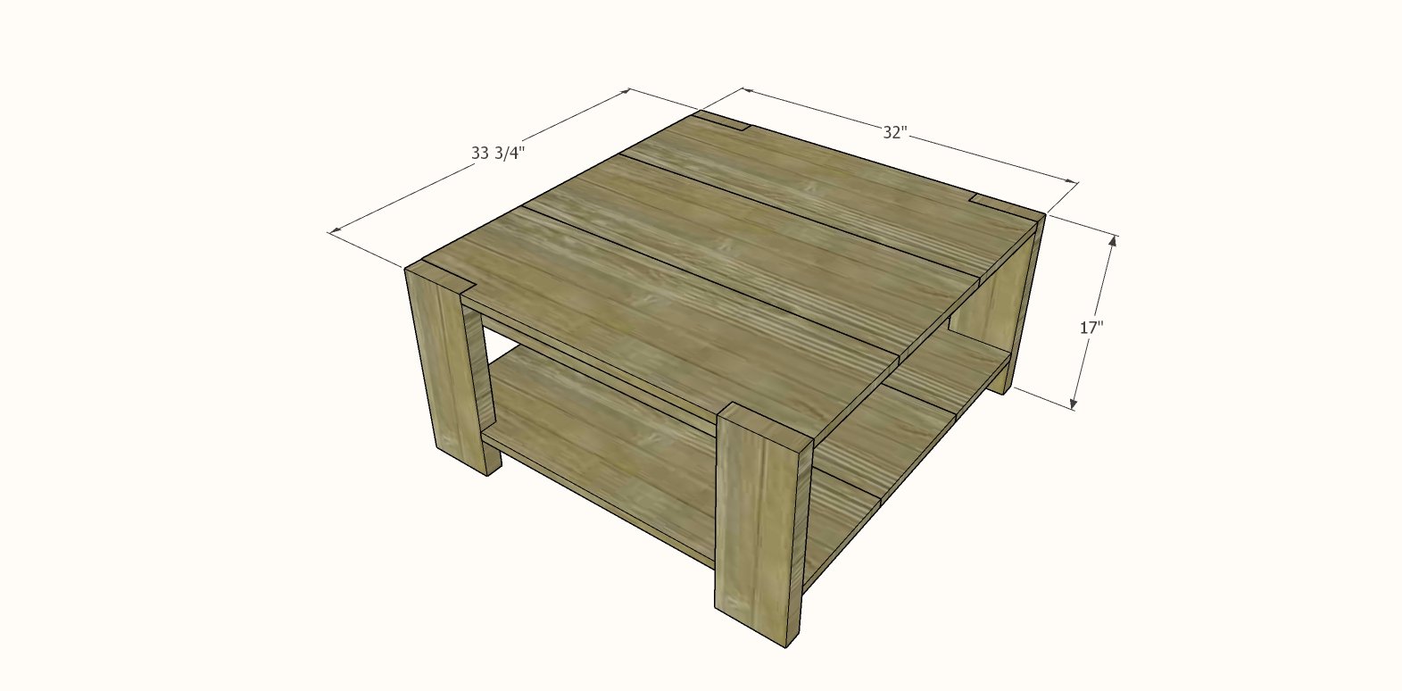 Chunky Leg Coffee Table dimension diagram 1