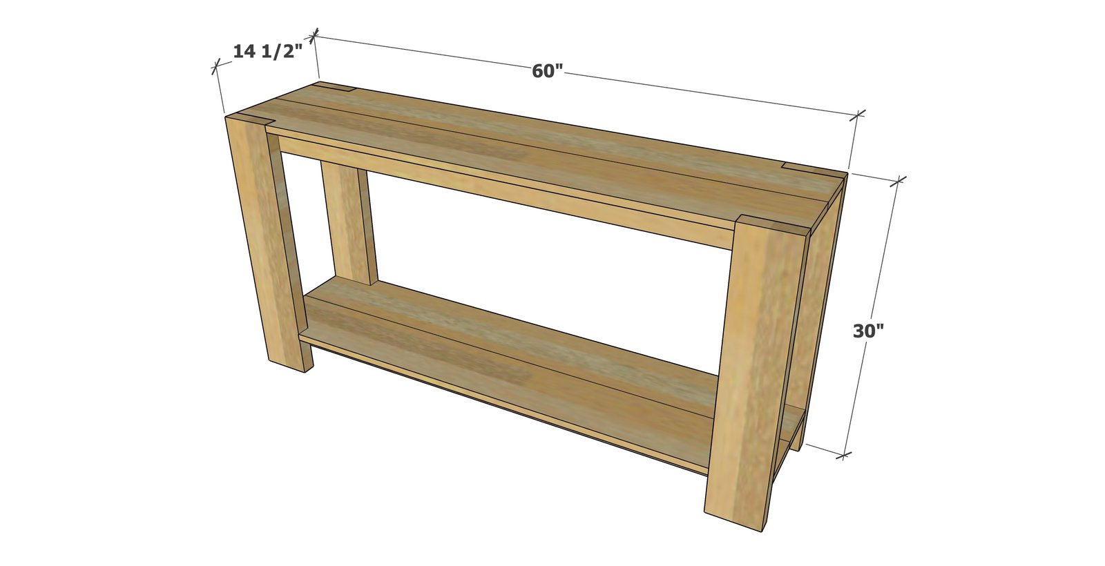 Chunky Leg Console Table dimension diagram 1