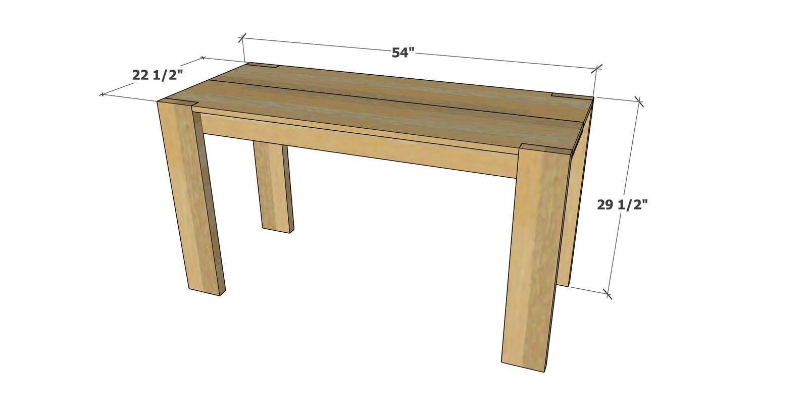 Chunky Leg Desk dimension diagram 1