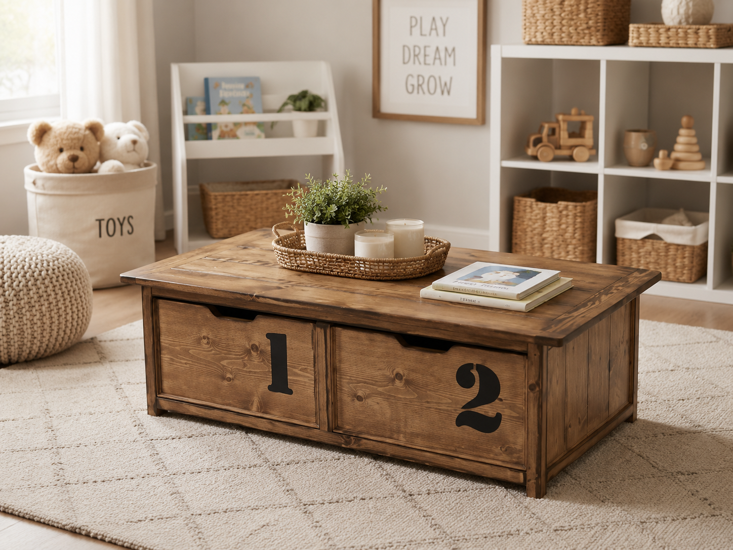 Coffee Table with Trundle Toy Box
