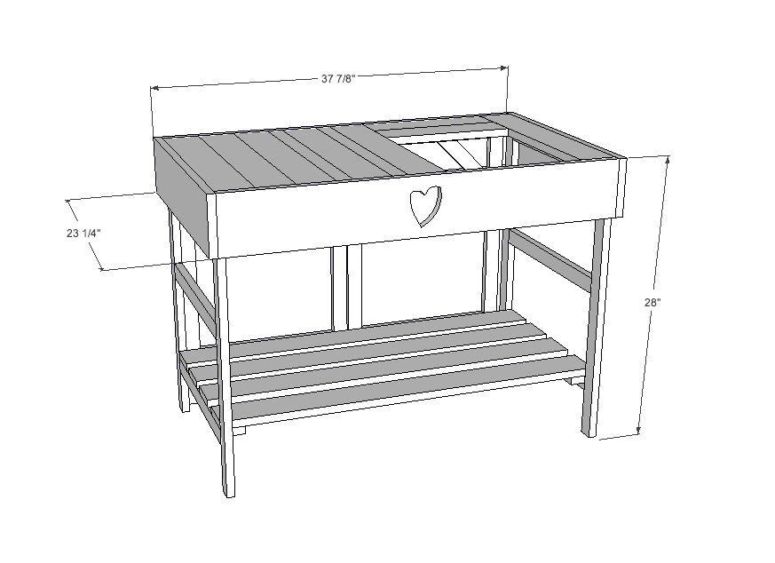 Collapsible Potting Table dimension diagram 1