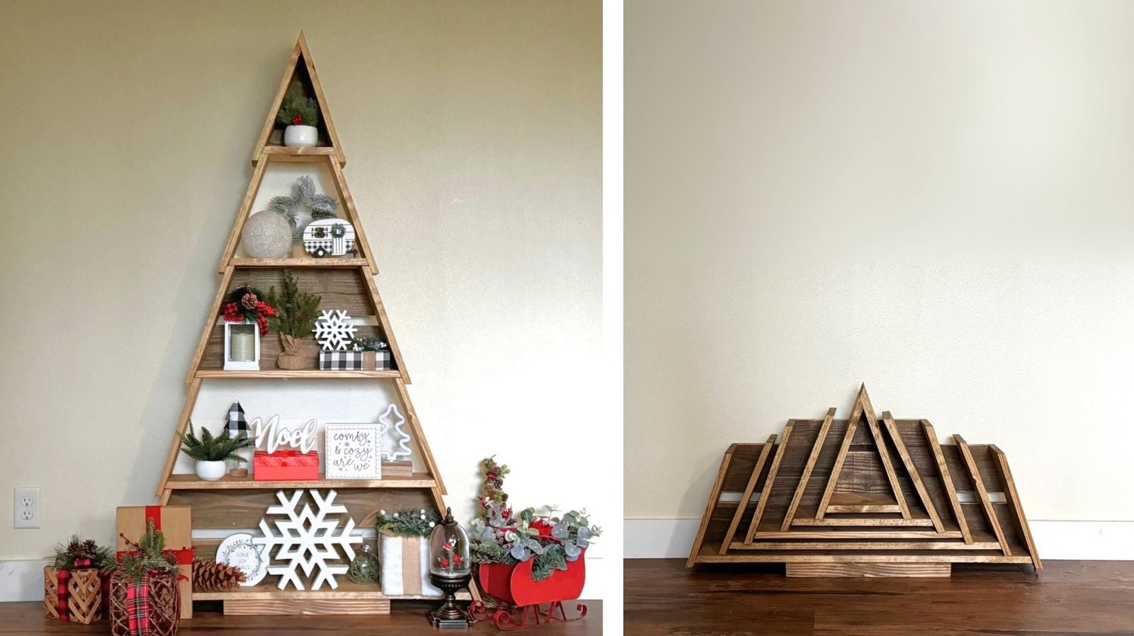 Collapsible Standing Wood Christmas Tree Shelf