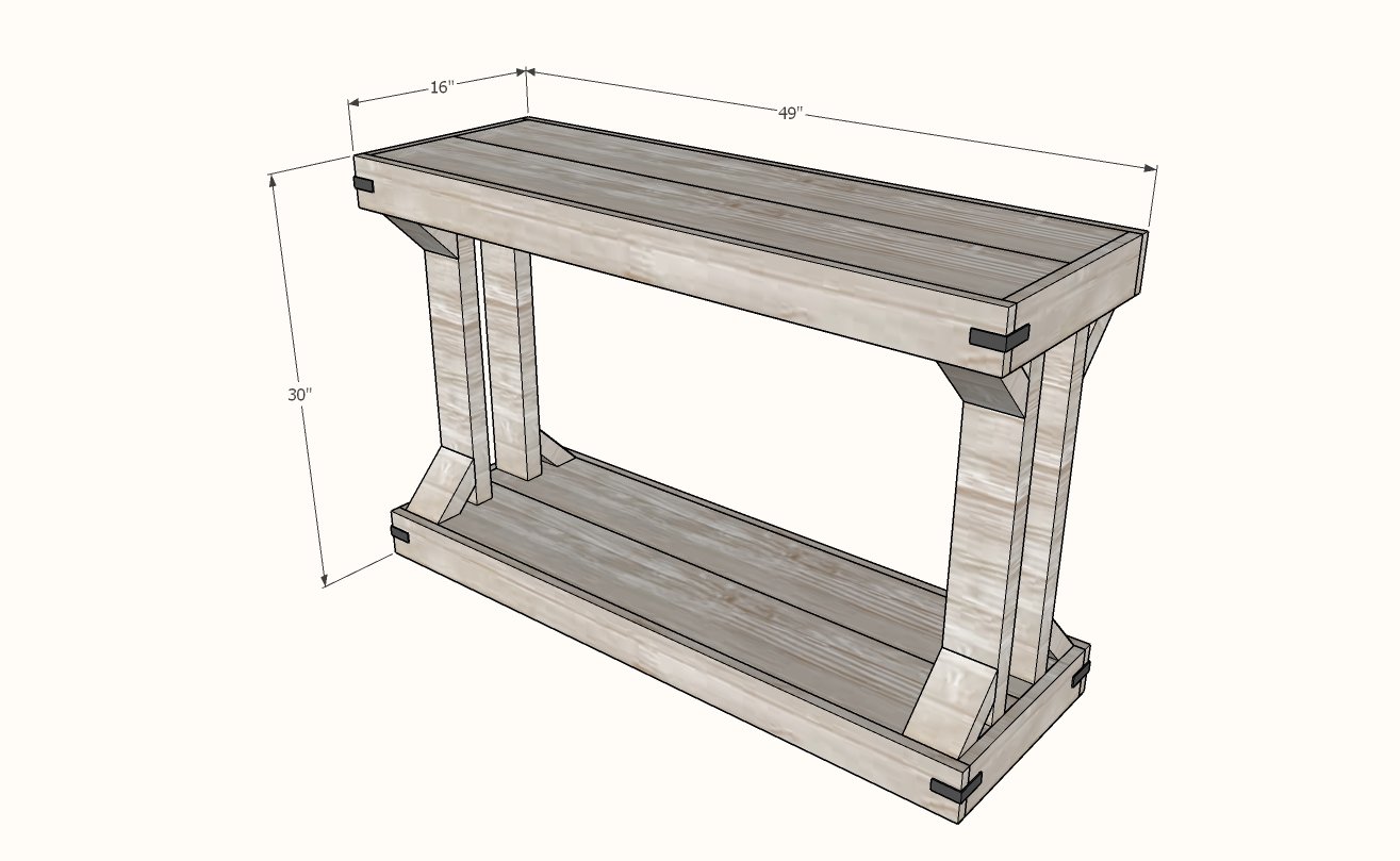 Console Table [Modern Farmhouse Collection] dimension diagram 1