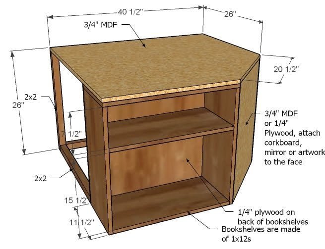 Corner Unit for the Twin Storage Bed dimension diagram 1