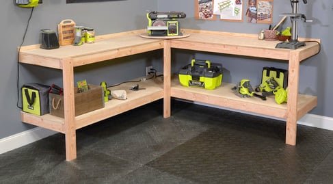 Corner Workbench with Bench Tool Lazy Susan