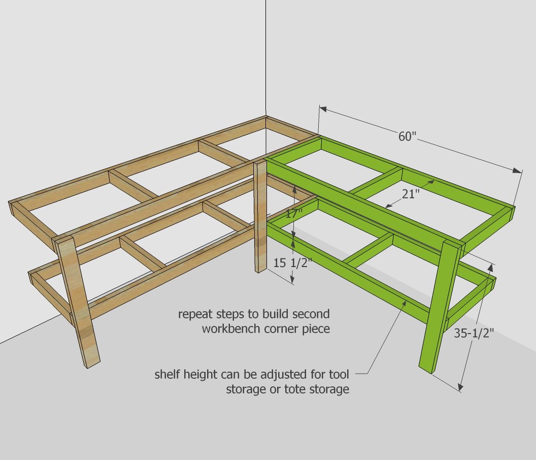 Corner Workbench with Bench Tool Lazy Susan — step 2