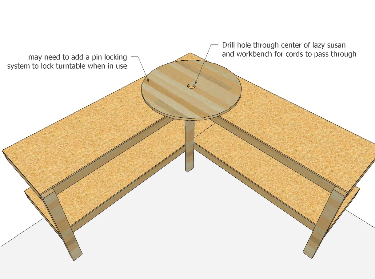 Corner Workbench with Bench Tool Lazy Susan — step 4
