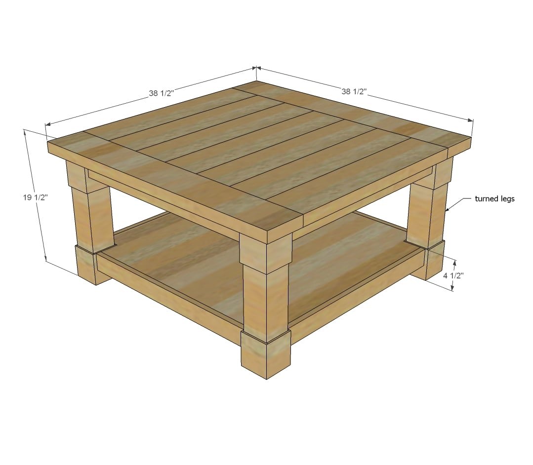 Corona Coffee Table dimension diagram 1