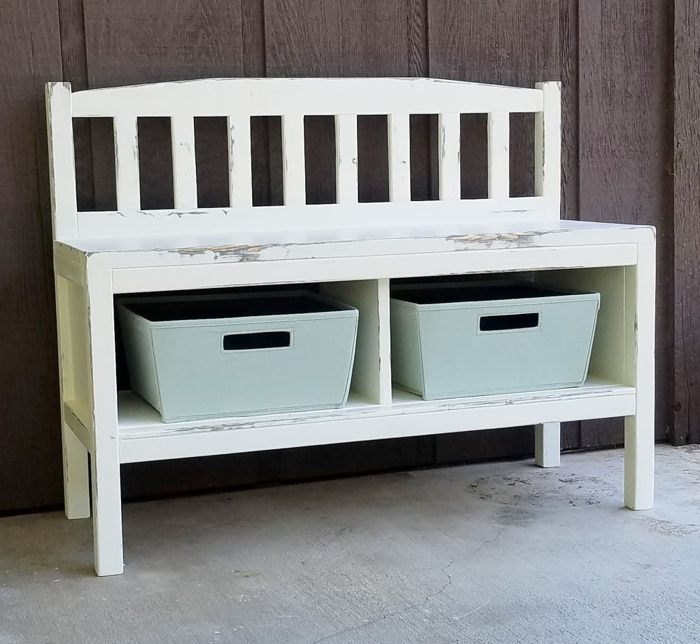 Cottage Bench with Storage Cubbies