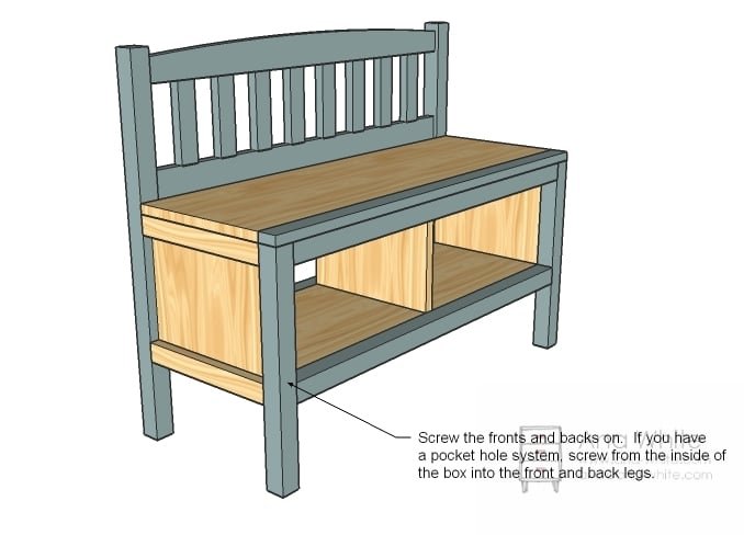 Cottage Bench with Storage Cubbies — step 6