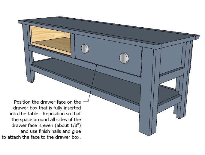 Cottage Media Console or Narrow Coffee Coffee Table — step 12
