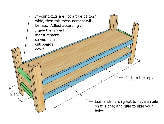 Cottage Media Console or Narrow Coffee Coffee Table — step 3