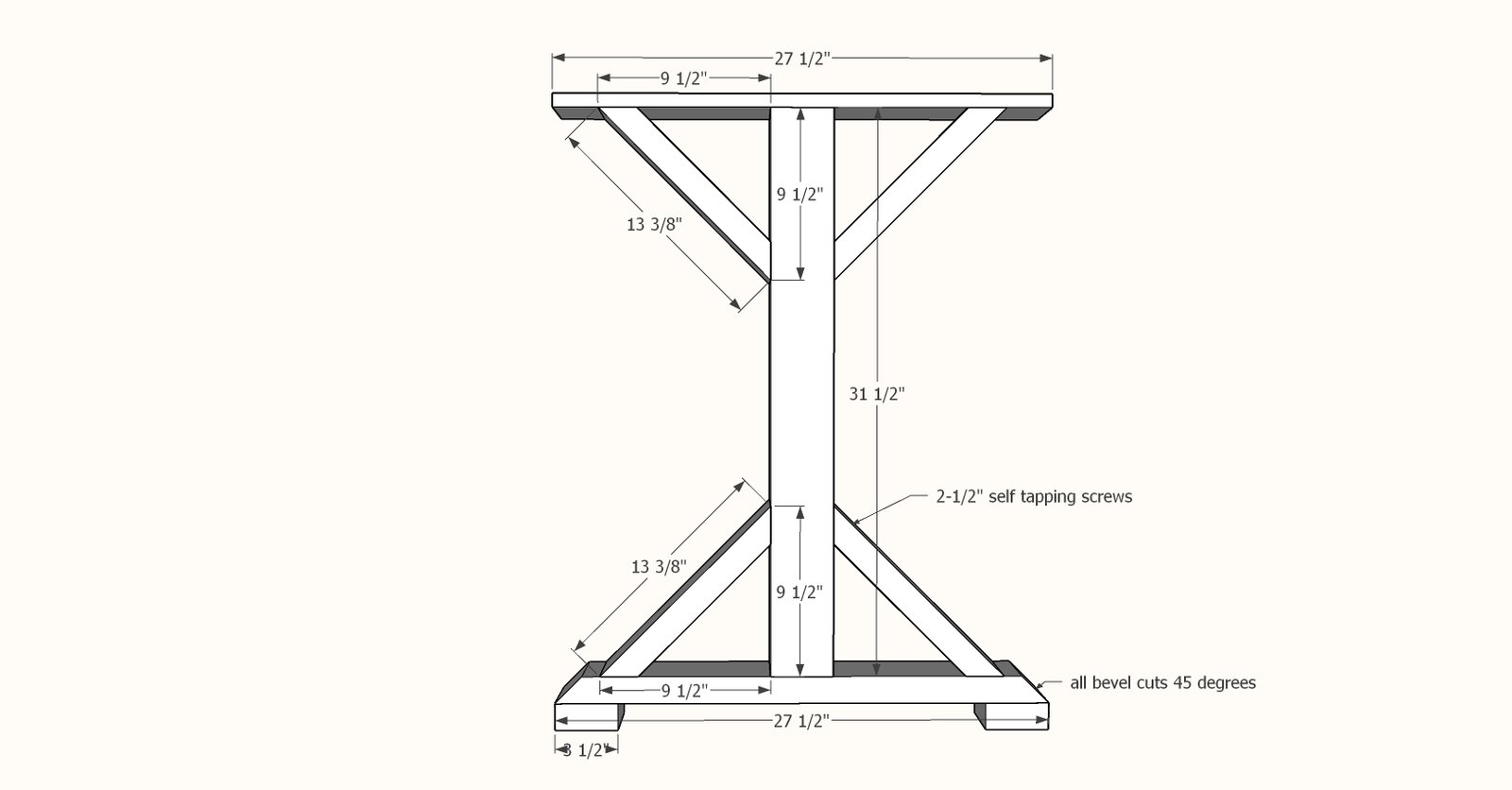 Counter Height Fancy X Farmhouse Table — step 1
