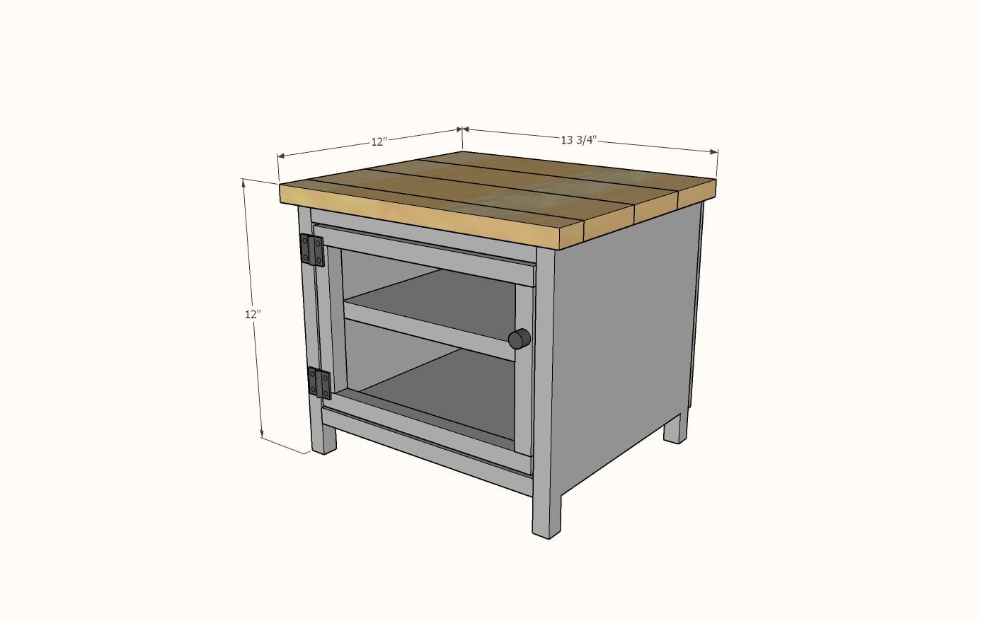 Countertop Pie Safe dimension diagram 1