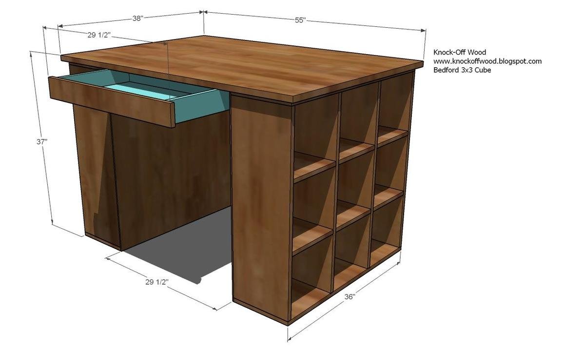 Craft Table Top For The Modular Collection dimension diagram 1
