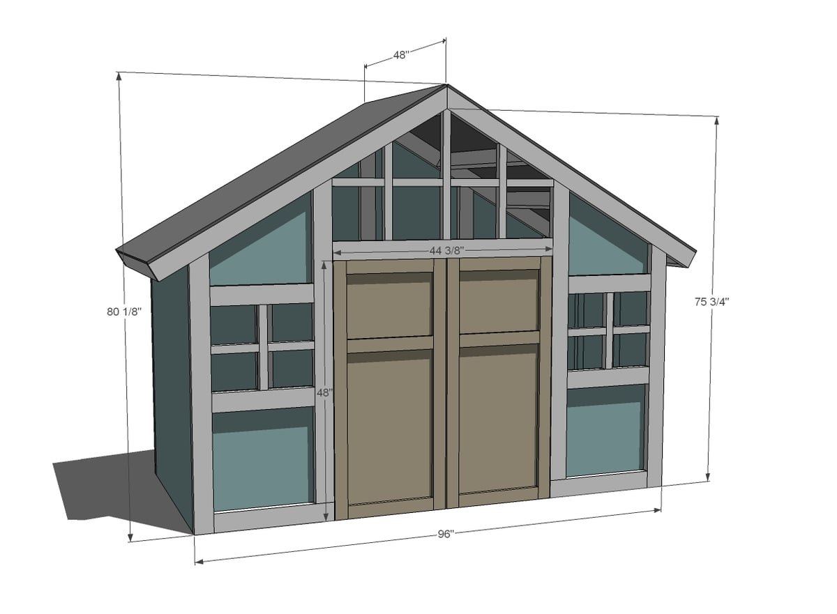 Craftsman Style Playhouse dimension diagram 1
