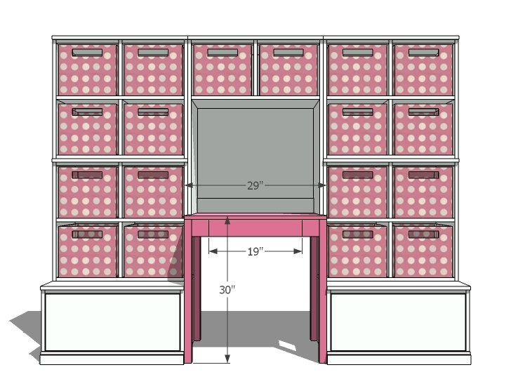 Cubby Desk and Hutch dimension diagram 1