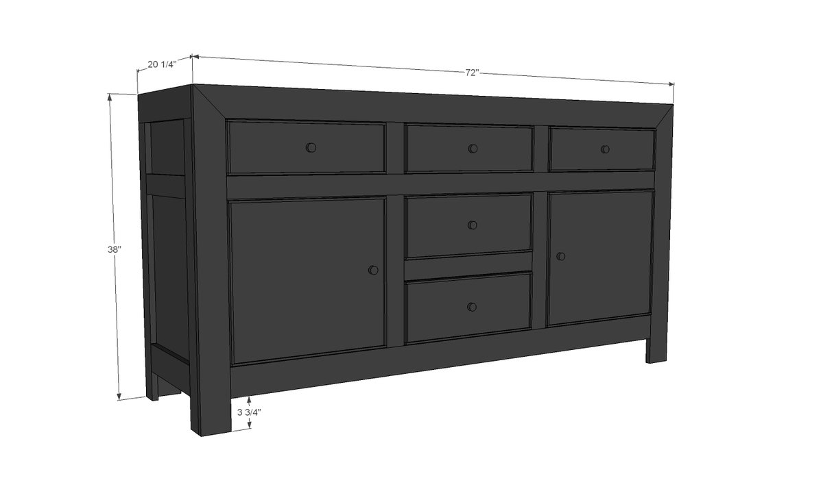Dawsen Media Console dimension diagram 1