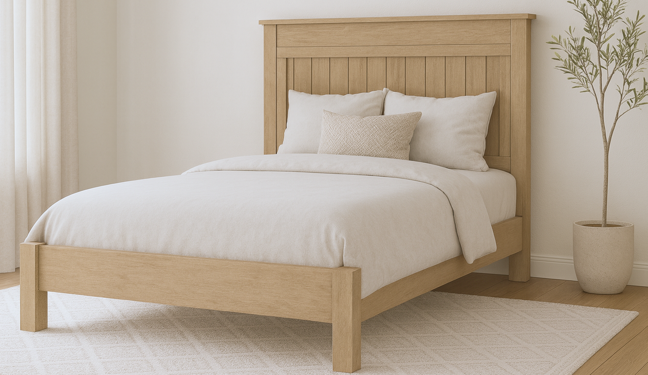 Decorative Panel Bed with Platform Bed Frame