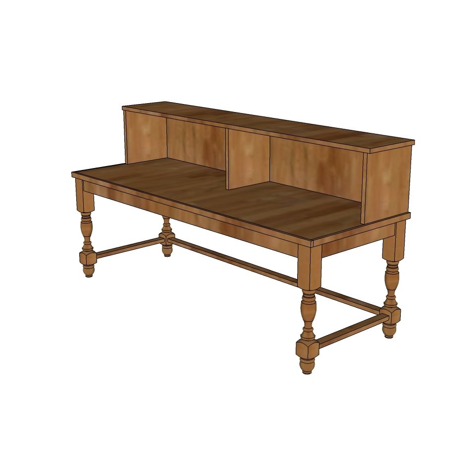 Deep Console Table with Hutch dimension diagram 1