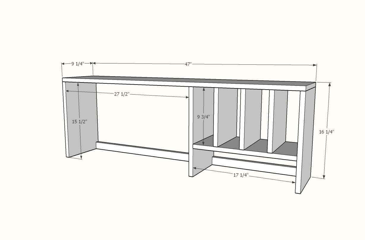 Desk Hutch for File Cubby Base Desk with Drawers dimension diagram 1