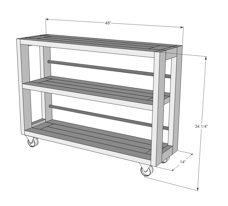 Dining Cart dimension diagram 1