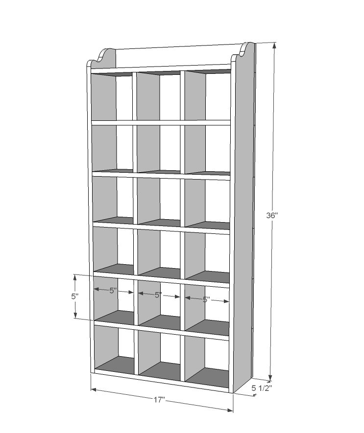 Display Cubbies Wall Shelf dimension diagram 1