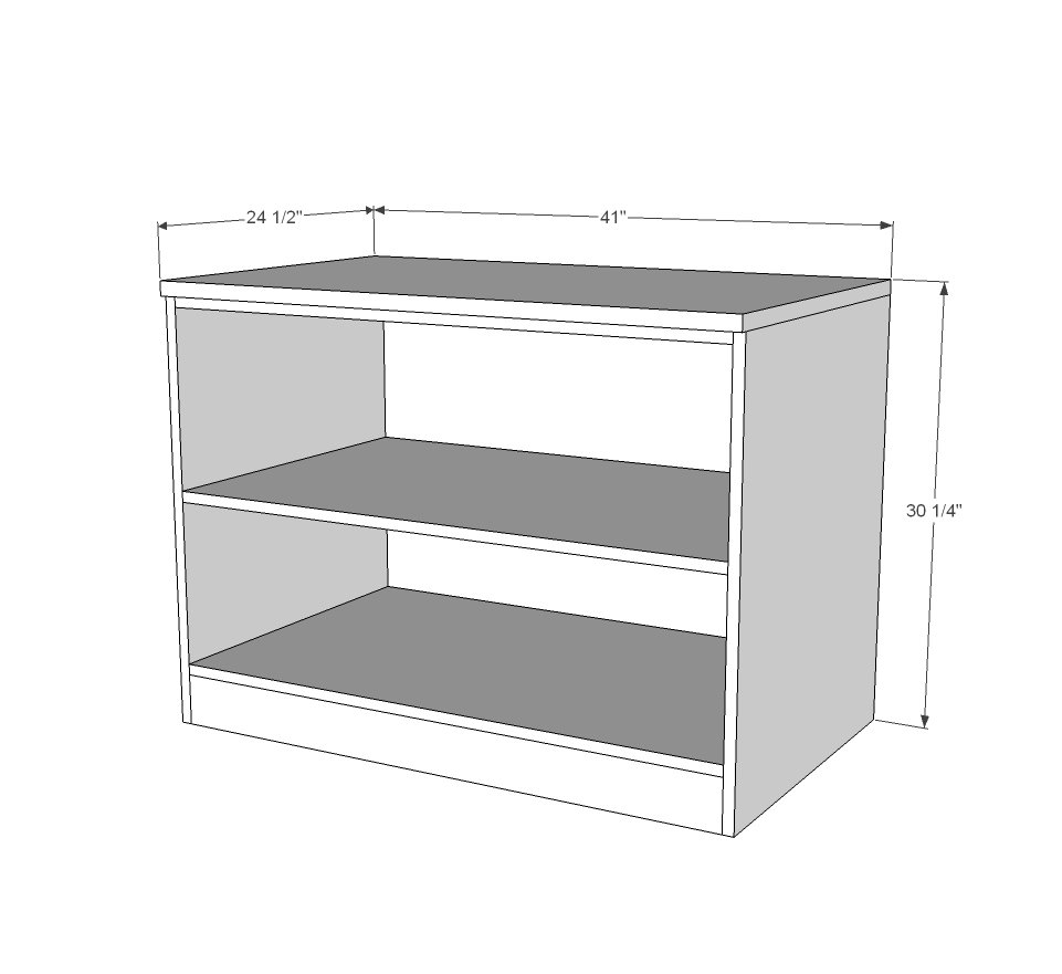 16" Deep Bookshelf Base dimension diagram 1