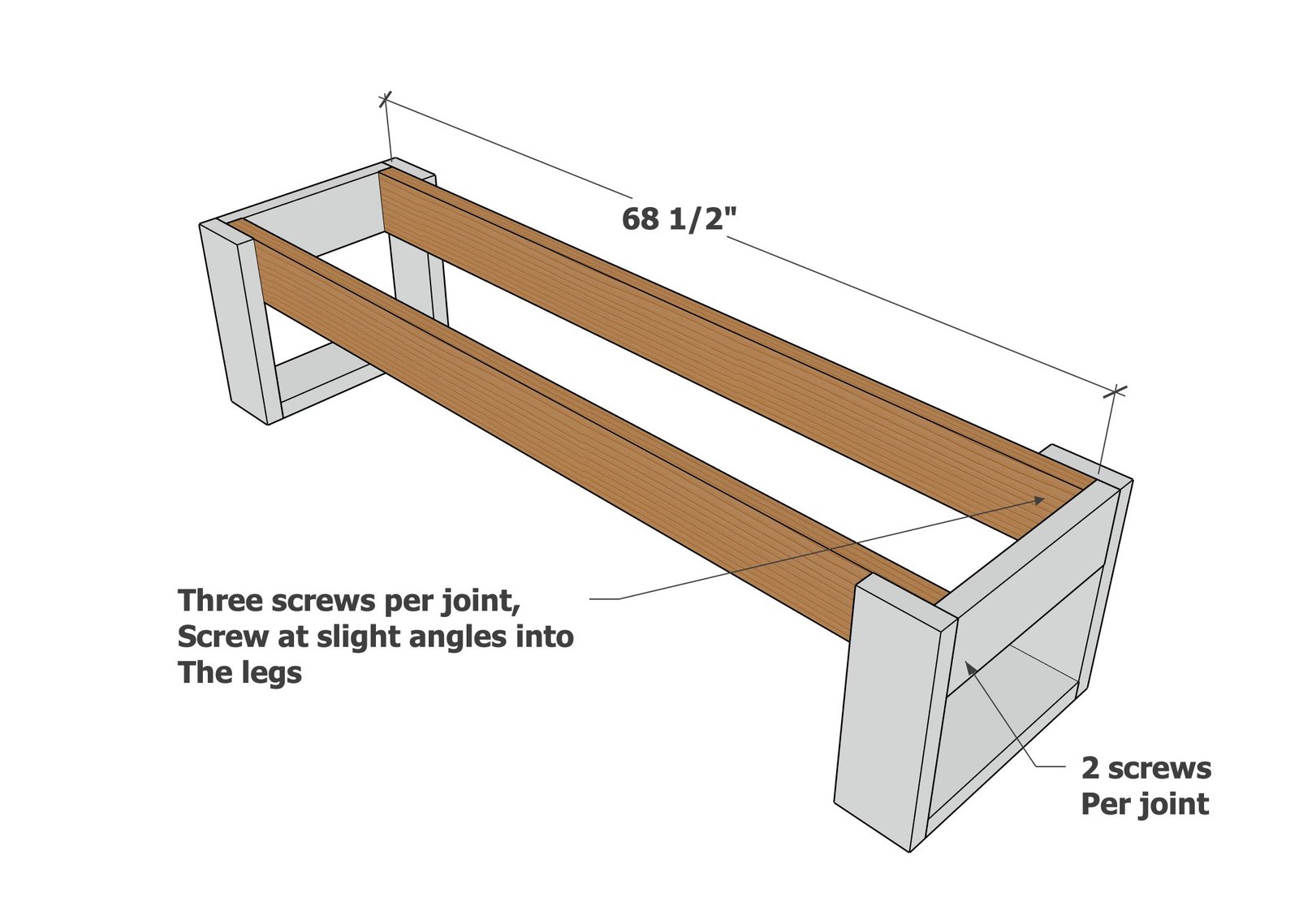 2x6 Slat Top Bench — step 3