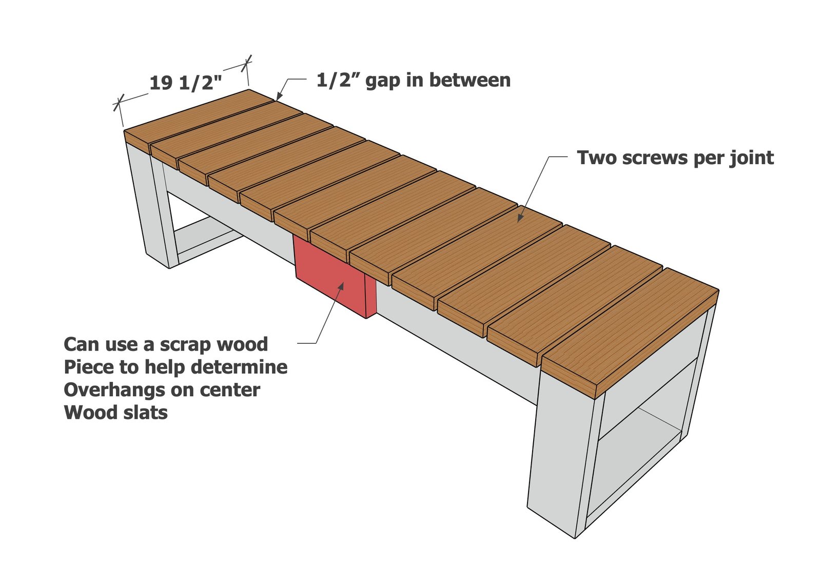 2x6 Slat Top Bench — step 4