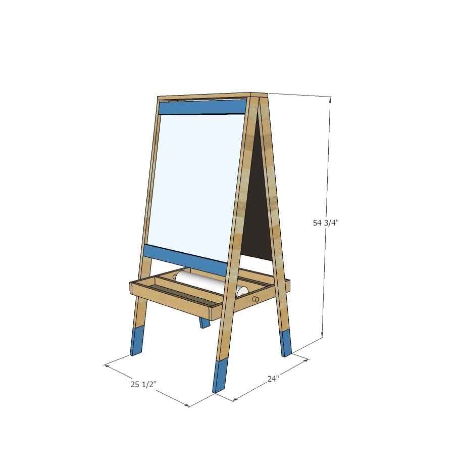 Art Easel for Kids dimension diagram 1
