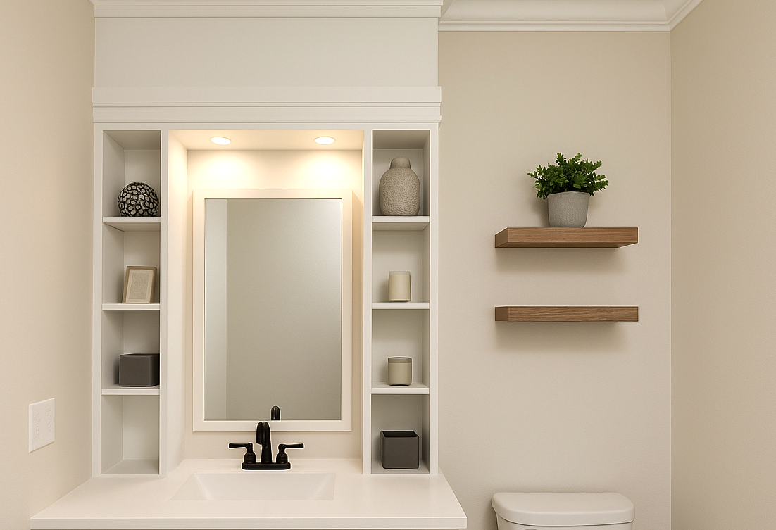 Bath Vanity Hutch with Recessed Lights